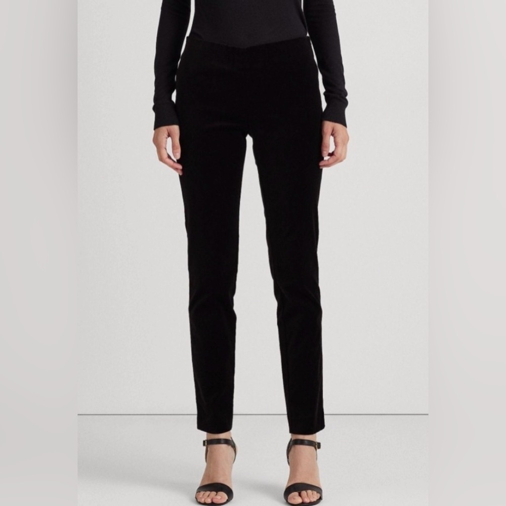 Lauren Ralph Lauren Velvet Pull On Skinny Ankle Side Zip Pants